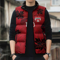 Custom Canada Football Sleeveless Puffer Jacket Maple Leaves Geometric Style