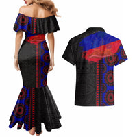 Haiti Flag Day African Seamless Pattern Couples Matching Mermaid Dress and Hawaiian Shirt - Wonder Print Shop