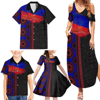Haiti Flag Day African Seamless Pattern Family Matching Summer Maxi Dress and Hawaiian Shirt - Wonder Print Shop