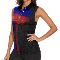 Haiti Flag Day African Seamless Pattern Women Sleeveless Polo Shirt - Wonder Print Shop