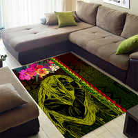 Hawaiian Reggae Music Area Rug Jamaica Singer Tribal Polynesian and Hibiscus - Wonder Print Shop