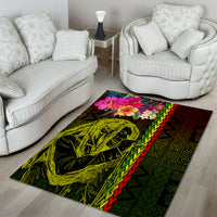 Hawaiian Reggae Music Area Rug Jamaica Singer Tribal Polynesian and Hibiscus - Wonder Print Shop