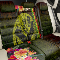 Hawaiian Reggae Music Back Car Seat Cover Jamaica Singer Tribal Polynesian and Hibiscus - Wonder Print Shop