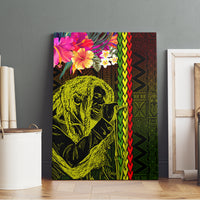 Hawaiian Reggae Music Canvas Wall Art Jamaica Singer Tribal Polynesian and Hibiscus - Wonder Print Shop