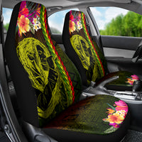 Hawaiian Reggae Music Car Seat Cover Jamaica Singer Tribal Polynesian and Hibiscus - Wonder Print Shop
