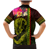 Hawaiian Reggae Music Family Matching Mermaid Dress and Hawaiian Shirt Jamaica Singer Tribal Polynesian and Hibiscus - Wonder Print Shop