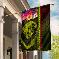Hawaiian Reggae Music Garden Flag Jamaica Singer Tribal Polynesian and Hibiscus - Wonder Print Shop