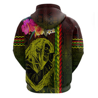 Hawaiian Reggae Music Hoodie Jamaica Singer Tribal Polynesian and Hibiscus - Wonder Print Shop