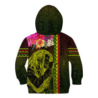 Hawaiian Reggae Music Kid Hoodie Jamaica Singer Tribal Polynesian and Hibiscus - Wonder Print Shop