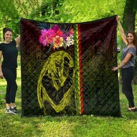 Hawaiian Reggae Music Quilt Jamaica Singer Tribal Polynesian and Hibiscus - Wonder Print Shop