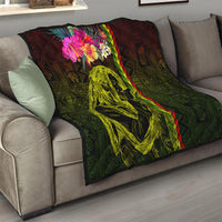 Hawaiian Reggae Music Quilt Jamaica Singer Tribal Polynesian and Hibiscus - Wonder Print Shop