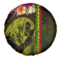Hawaiian Reggae Music Spare Tire Cover Jamaica Singer Tribal Polynesian and Hibiscus - Wonder Print Shop