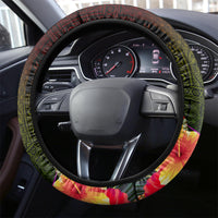 Hawaiian Reggae Music Steering Wheel Cover Jamaica Singer Tribal Polynesian and Hibiscus - Wonder Print Shop