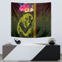 Hawaiian Reggae Music Tapestry Jamaica Singer Tribal Polynesian and Hibiscus - Wonder Print Shop