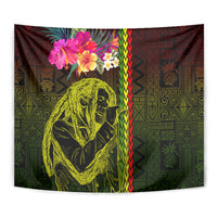 Hawaiian Reggae Music Tapestry Jamaica Singer Tribal Polynesian and Hibiscus - Wonder Print Shop