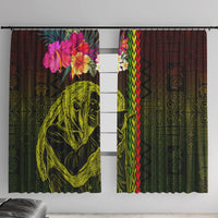 Hawaiian Reggae Music Window Curtain Jamaica Singer Tribal Polynesian and Hibiscus - Wonder Print Shop