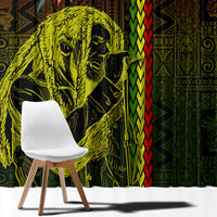 Hawaiian Reggae Music Window Curtain Jamaica Singer Tribal Polynesian and Hibiscus - Wonder Print Shop