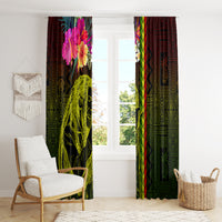 Hawaiian Reggae Music Window Curtain Jamaica Singer Tribal Polynesian and Hibiscus - Wonder Print Shop