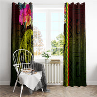 Hawaiian Reggae Music Window Curtain Jamaica Singer Tribal Polynesian and Hibiscus - Wonder Print Shop
