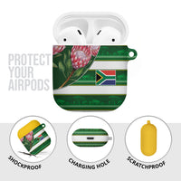 South Africa Football AirPods Case King Protea with African Heritage Stripes Style