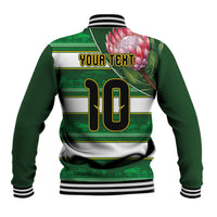 Custom South Africa Football Baseball Jacket King Protea with African Heritage Stripes Style