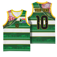 Custom South Africa Football Basketball Jersey King Protea with African Heritage Stripes Style