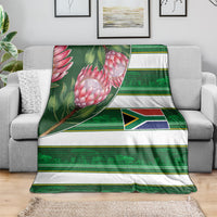 South Africa Football Blanket King Protea with African Heritage Stripes Style