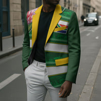 Custom South Africa Football Blazer King Protea with African Heritage Stripes Style