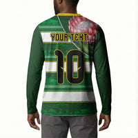 Custom South Africa Football Button Sweatshirt King Protea with African Heritage Stripes Style