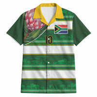 Custom South Africa Football Hawaiian Shirt King Protea with African Heritage Stripes Style