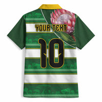 Custom South Africa Football Hawaiian Shirt King Protea with African Heritage Stripes Style
