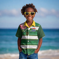 Custom South Africa Football Kid Hawaiian Shirt King Protea with African Heritage Stripes Style
