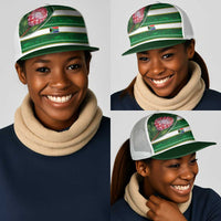 South Africa Football Mesh Trucker Cap King Protea with African Heritage Stripes Style