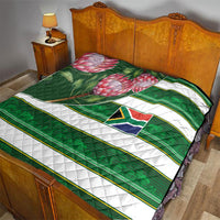 South Africa Football Quilt King Protea with African Heritage Stripes Style