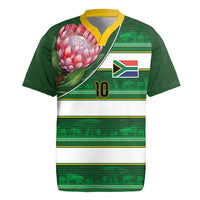 Custom South Africa Football Rugby Jersey King Protea with African Heritage Stripes Style