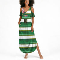 Custom South Africa Football Summer Maxi Dress King Protea with African Heritage Stripes Style