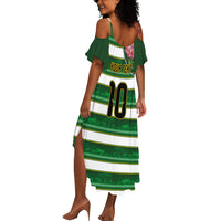 Custom South Africa Football Summer Maxi Dress King Protea with African Heritage Stripes Style