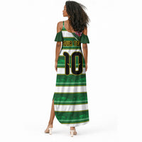 Custom South Africa Football Summer Maxi Dress King Protea with African Heritage Stripes Style