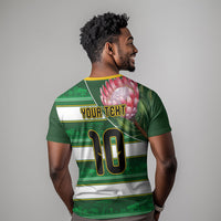 Custom South Africa Football T shirt King Protea with African Heritage Stripes Style