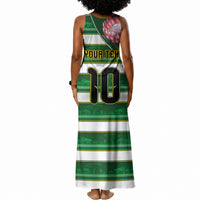 Custom South Africa Football Tank Maxi Dress King Protea with African Heritage Stripes Style