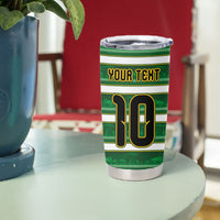 Custom South Africa Football Tumbler Cup King Protea with African Heritage Stripes Style
