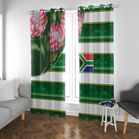 South Africa Football Window Curtain King Protea with African Heritage Stripes Style