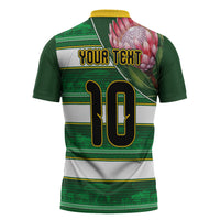 Custom South Africa Football Zipper Polo Shirt King Protea with African Heritage Stripes Style