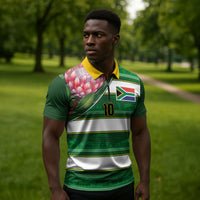 Custom South Africa Football Zipper Polo Shirt King Protea with African Heritage Stripes Style