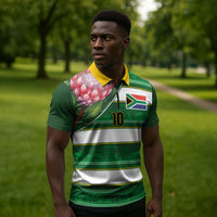 Custom South Africa Football Zipper Polo Shirt King Protea with African Heritage Stripes Style