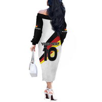 Custom Germany Football Road to the 4th European Championship Off The Shoulder Long Sleeve Dress White Color - Wonder Print Shop