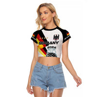 Custom Germany Football Road to the 4th European Championship Raglan Cropped T Shirt White Color - Wonder Print Shop