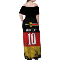 Custom Germany Football Road to the 4th European Championship Family Matching Off Shoulder Maxi Dress and Hawaiian Shirt Black Color - Wonder Print Shop