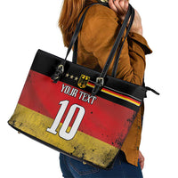 Custom Germany Football Road to the 4th European Championship Leather Tote Bag Black Color - Wonder Print Shop