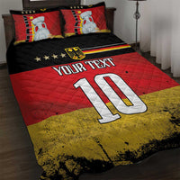 Custom Germany Football Road to the 4th European Championship Quilt Bed Set Black Color - Wonder Print Shop
